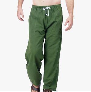 CandyHusky Baggy Cotton Drawstring Lounge Pants, Relaxed Fit, Olive Green, XXL